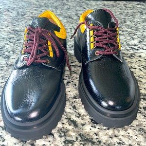 Mens Linder leather color block pattern Oxford loafers. Made in Portugal!